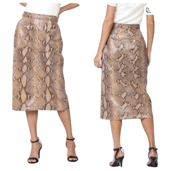 Anthropologie Current Air Brown Snake Print Midi Length Pencil Skirt size 8 - Picture 2 of 6